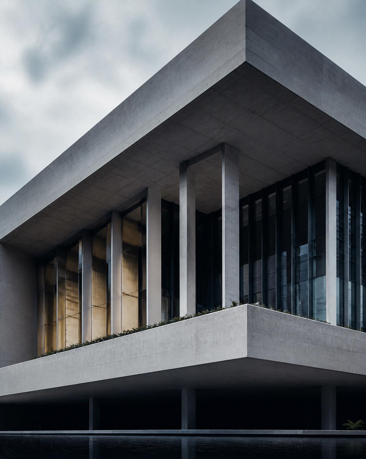 Fachada institucional moderna representando a solidez da gestão pública